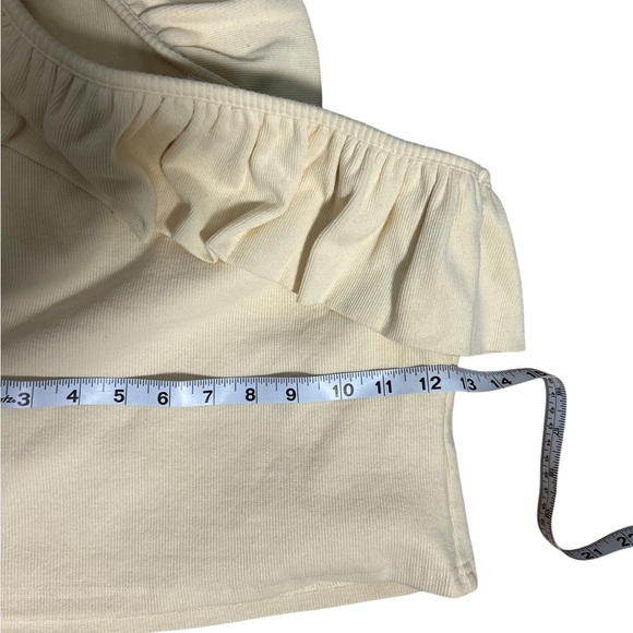 Anthropologie One Shoulder Ruffle Top Women’s Size Small Cream Long Sleeve - Picture 4 of 6